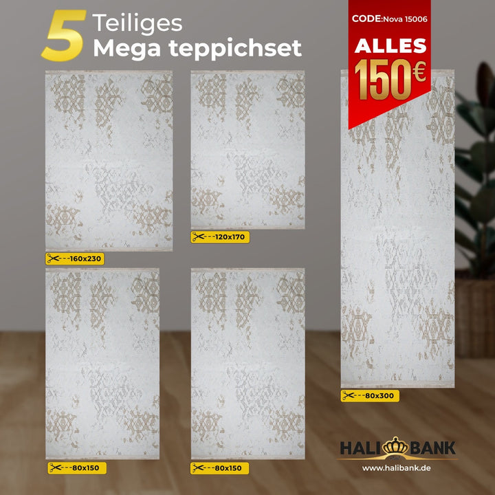 5 Teilig Premium Teppich Set Nova 15006