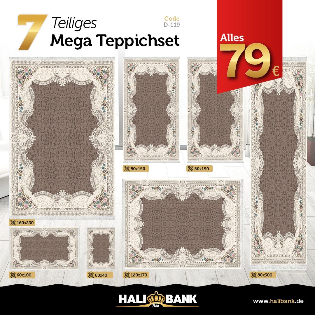 Waschbarer Teppich Set 7-teilig D-119