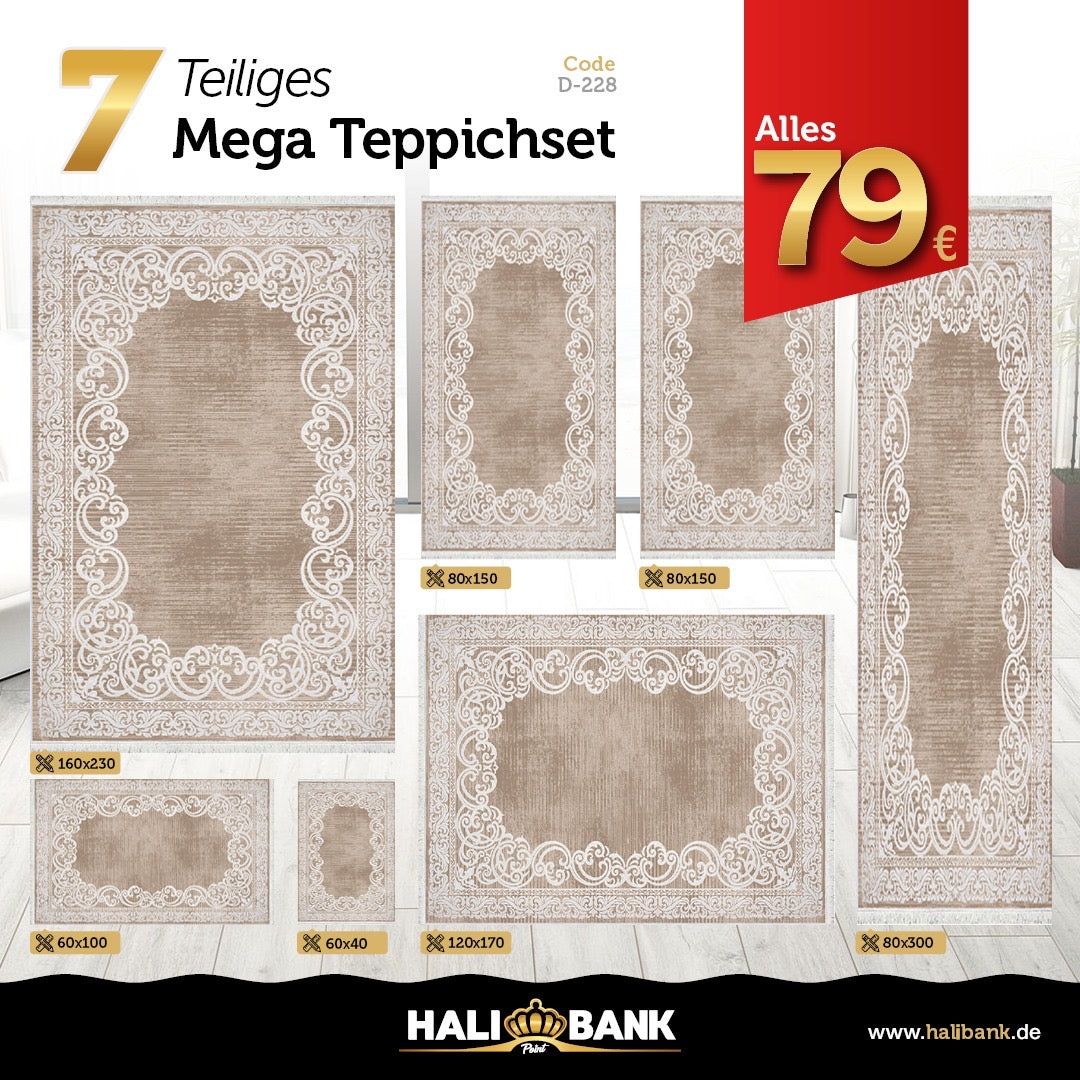 Waschbarer Teppich Set 7-teilig D-228