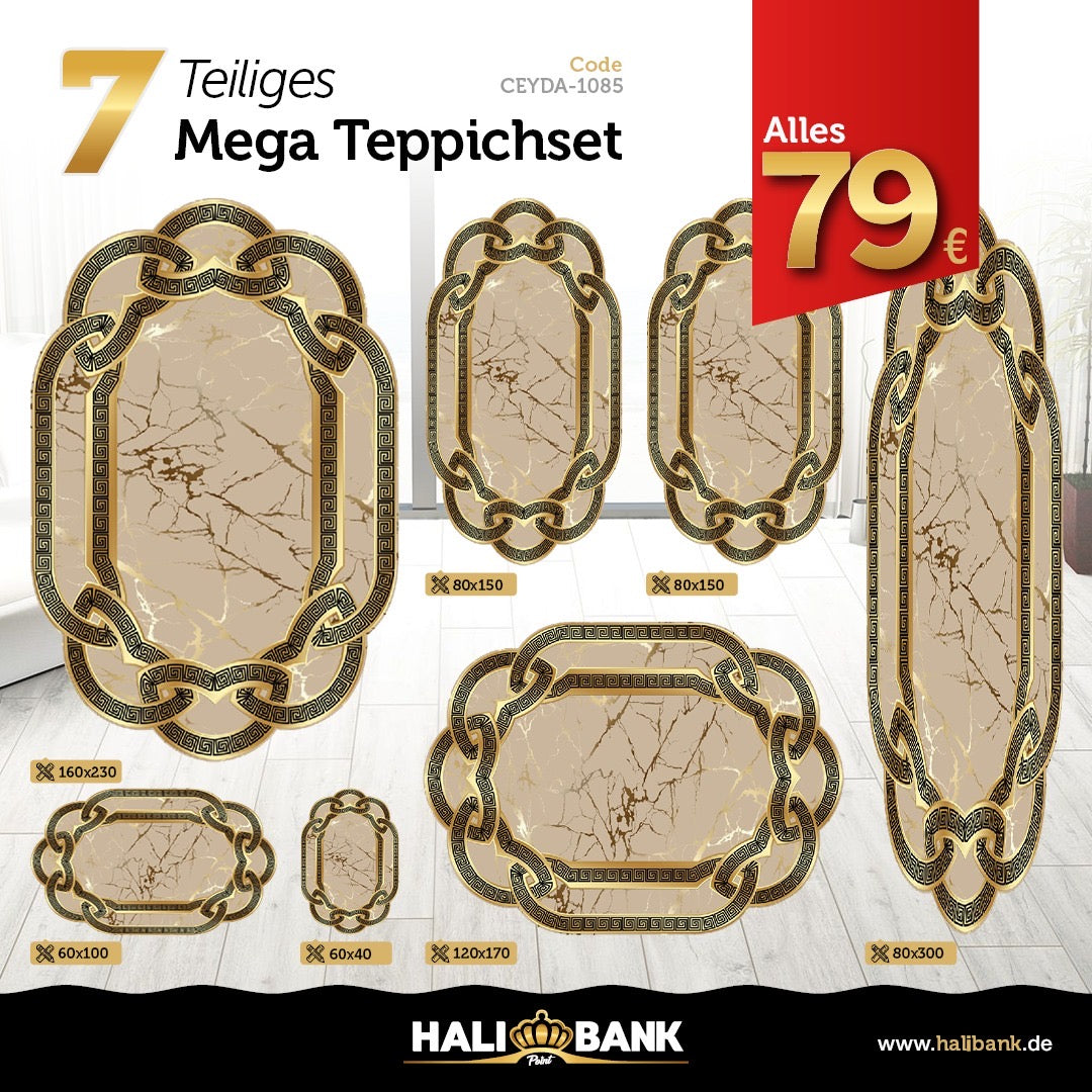 Waschbarer Teppich Set 7-teilig Ceyda-1085